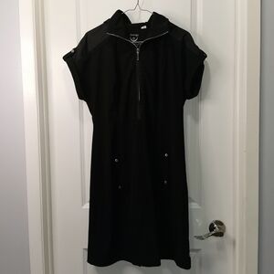 Zenergy by Chico's Black Hooded Zip-Front Midi Dress